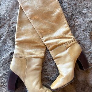 Tory Burch Banana Heeled Boots Light Tan